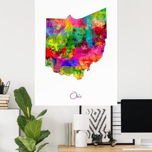 Ohio Map Poster (Thuiskantoor)