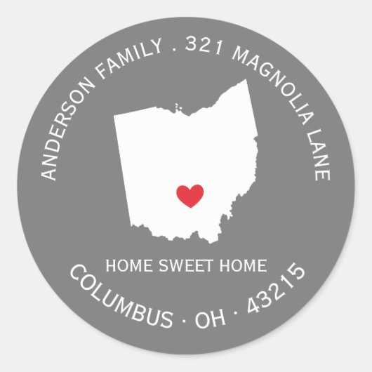 OHIO | Nouveau Sticker Étiquette de adresse Home (Devant)