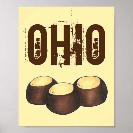 Ohio OH Peanut Butter Buckeye Eye Nut Snoep Poster (Voorkant)