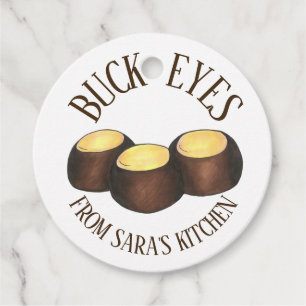 Ohio Peanut Butter Buckeye Snoep Homemade gemaakt Bedankjes Labels