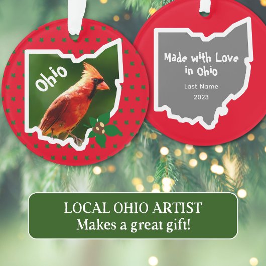 Ohio Pride Christmas Cardinal en Buckeye Ornament
