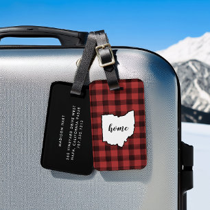 Ohio Red & Black Buffalo Plaid Home State Bagagelabel