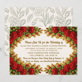 Ohio Red Carnation Wedding Invitation Save The Date
