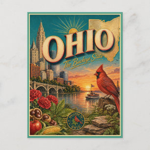Ohio Retro Reis Souvenir Prentbriefkaart Briefkaart
