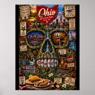 Ohio Schedel Art Print Staat van Geest