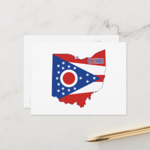 Ohio Shaped Ohioan State Flag met Buckeye Name Briefkaart