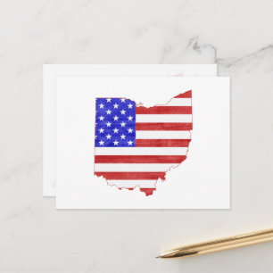 Ohio Shaped Patriotic Ohioan American Flag Buckeye Briefkaart