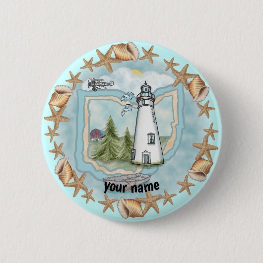 Ohio Shells Lighthouse pin-knop Ronde Button 5,7 Cm (Voorkant)
