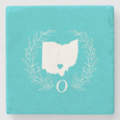Ohio-staatsplafond monogram stenen onderzetter (Voorkant)