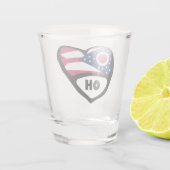 Ohio staatsvlag in Heart, OH heet glas (Achterkant)