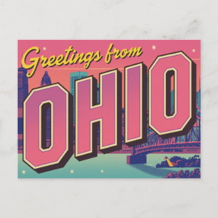 Ohio Stadssilhouet Pop Art Briefkaart