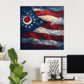 Ohio State Flag Design | Buckeye State Pride Gift  Poster (Thuiskantoor)