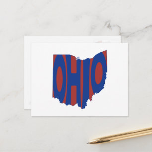 Ohio State Name Word Art Blue Briefkaart