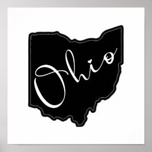 Ohio State Shape Outline - Ohio Kaart Outline Poster