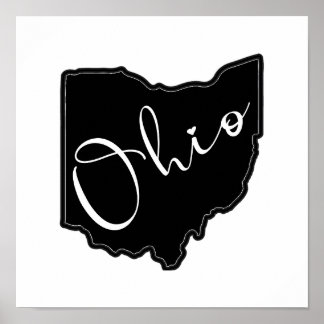 Ohio State Shape Outline - Ohio Kaart Outline Poster