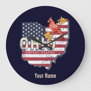 Ohio State United States Retro Map  USA Grote Klok
