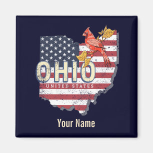 Ohio State United States Retro Map USA Magneet