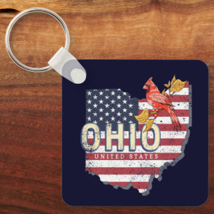 Ohio State United States Retro Map  USA Sleutelhanger