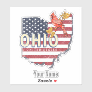 Ohio State United States Retro Map  USA Sticker