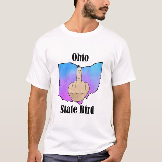 Ohio state vogel t-shirt middelvinger kleur (Voorkant)