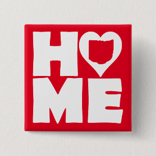 Ohio Thuis Hart Staat Knop Badge Speld Vierkante Button 5,1 Cm