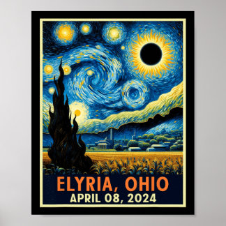 Ohio Totale Zonsverduistering 2024 Sterrennacht Va Poster