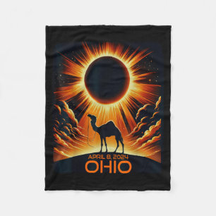 Ohio Totale Zonsverduistering 8 april 2024 Cadeau Fleece Deken