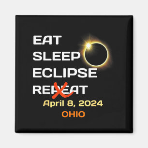 Ohio Totale Zonsverduistering April Illustratie Magneet