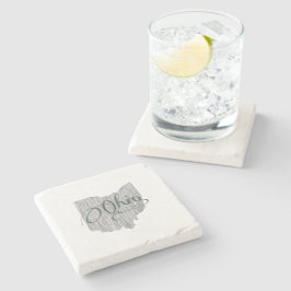 Ohio Typografie Buckeye State Shaped Gray Stenen Onderzetter