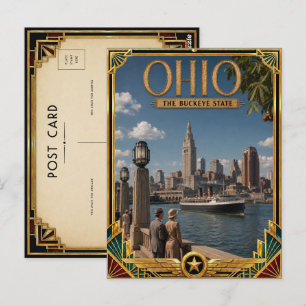 Ohio Vintage Art Deco Gouden Tijdperk Briefkaart