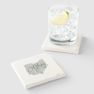 Ohio Vintage Typografie State Map Grey Stenen Onderzetter