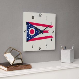 Ohio-vlag: De Buckeye State-banner Vierkante Klok
