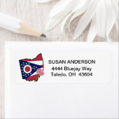 Ohio Vlag met State Flower Anjer Custom Etiket (Insitu)