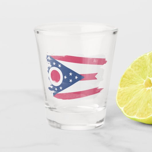 Ohio vlag penseelstreek, Ohio vlag Shot Glas (Voorkant)