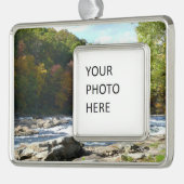 Ohiopyle Rapids in Herfst Pennsylvania Verzilverd Kader Ornament (Links)