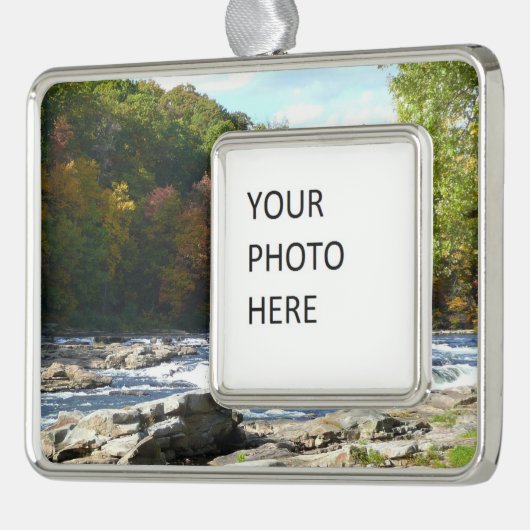 Ohiopyle Rapids in Herfst Pennsylvania Verzilverd Kader Ornament (Links)