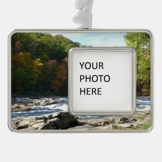 Ohiopyle Rapids in Herfst Pennsylvania Verzilverd Kader Ornament (Voorkant)