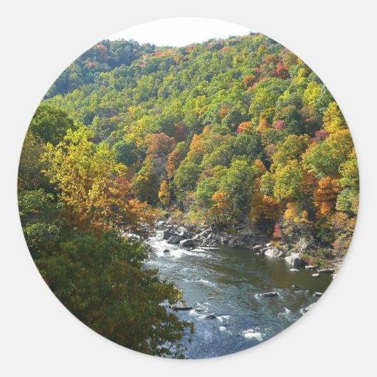 Ohiopyle rivier in Herfst II Autumn Pennsylvania Ronde Sticker (Voorkant)