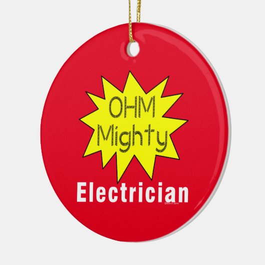 Ohm machtige elektricien keramisch ornament (Links)