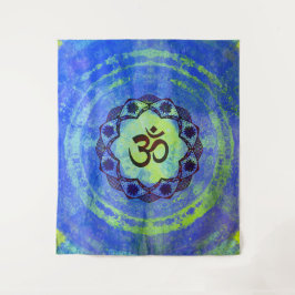 Ohm-symbool, mandala - groen wandkleed