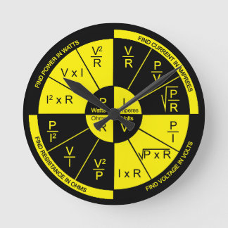 Ohm's Law Zwart en geel wijzerplaat Ronde Klok