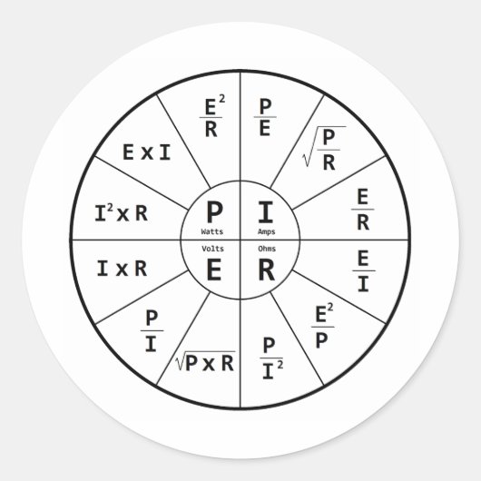 Ohm's wet voor DC Ronde Sticker (Voorkant)