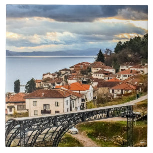 Ohrid, N. Macedonië, foto van de cityscape, Tegeltje