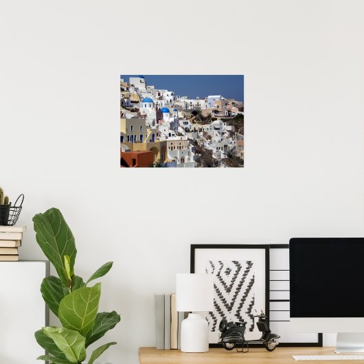Oia, affiche grecque (Bureau à domicile)