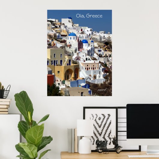Oia, affiche grecque (Bureau à domicile)