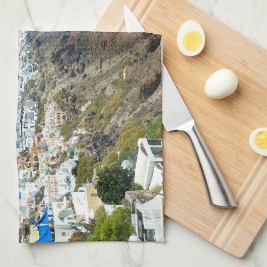 Oia, landschap Santorini Theedoek (Quarter Fold)