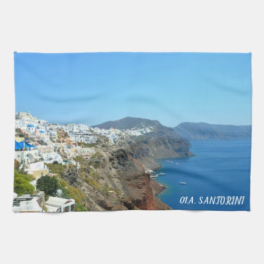 Oia, landschap Santorini Theedoek (Horizontaal)