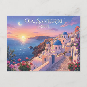 Oia Santorin Grèce Coucher de Soleil Carte Postale
