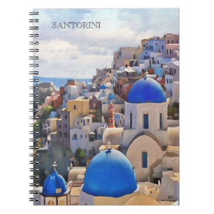 Oia, Santorin. Grèce.Peinture à l'huile. Carnet ca
