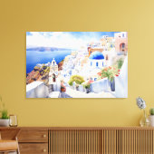 Oia, Santorin - Impression en toile étirée (Insitu(Salon))